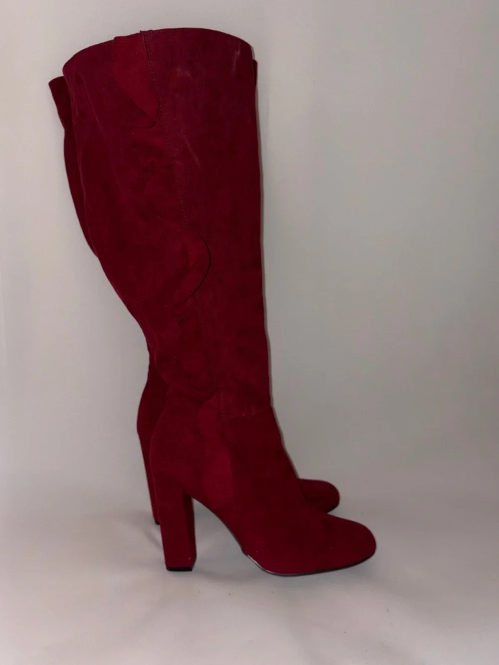 Journee Collection Over-the-Knee Suede Boots in Deep‎ Red Size 8.5